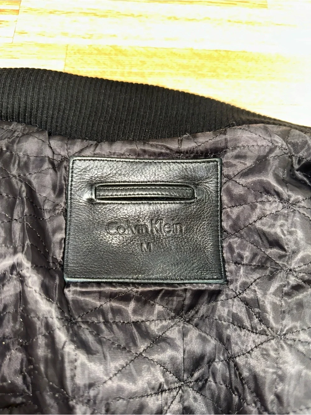 Men's Black Calvin Klein Leather Moto Jacket - Classic Biker Style